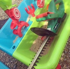 hedge cutter in sandpit
